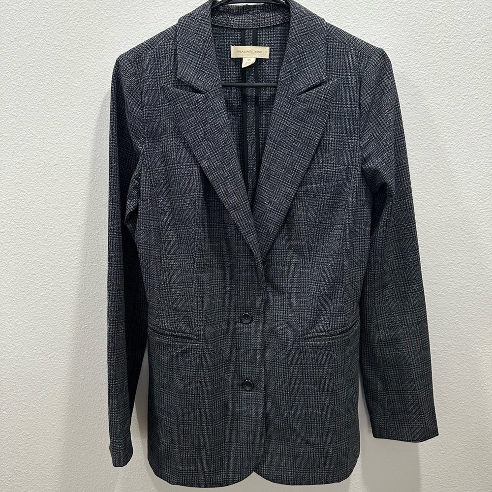 Women's Nordstrom Treasure & Bond Black Manhattan check Blazer xs